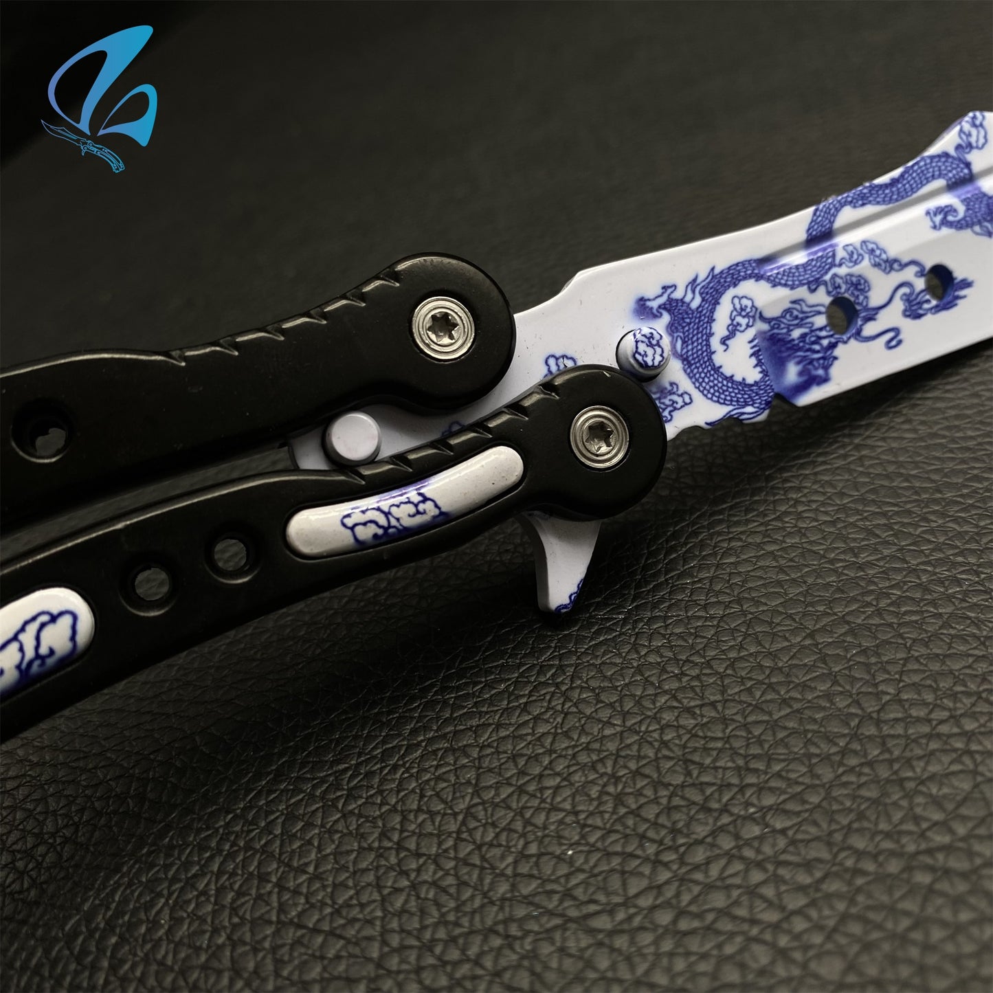 CSGO Dragon Black Handle Butterfly Knife Trainer Dragon Black Handle Skin Balisong Trainer