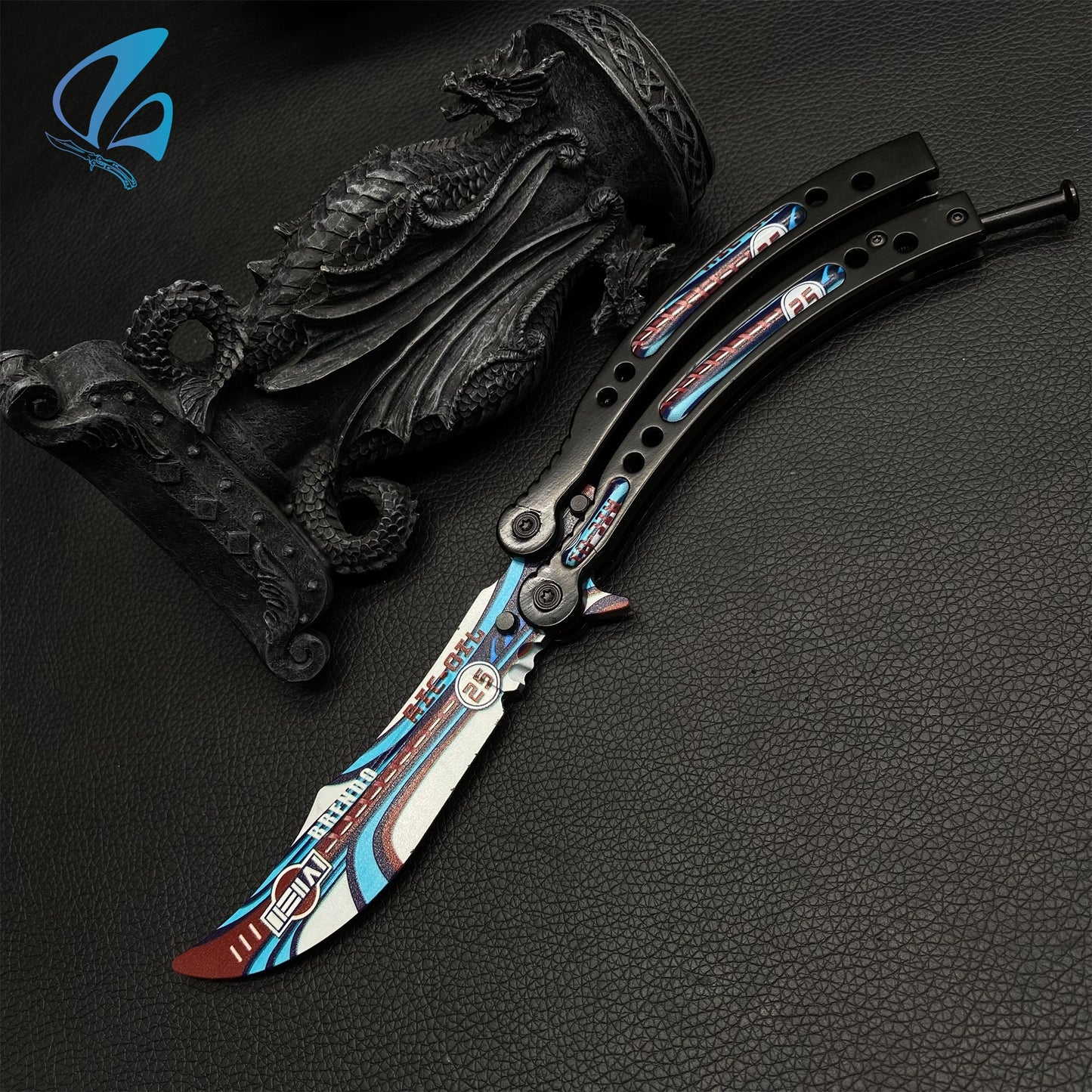 CSGO Integrale Butterfly Knife Trainer Black Handle Integrale Skin Balisong Trainer