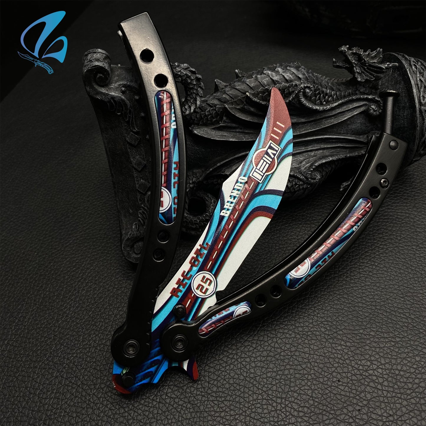 CSGO Integrale Butterfly Knife Trainer Black Handle Integrale Skin Balisong Trainer