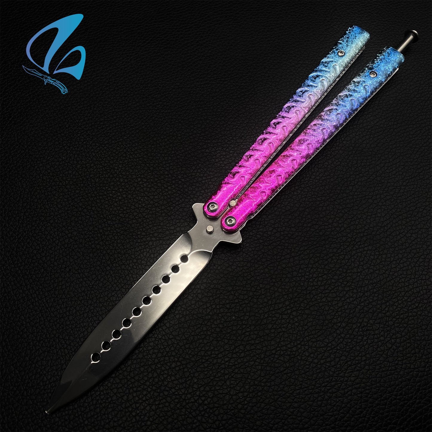 Colorful Ice Cracks Handles Stainless Steel Balisong Trainer