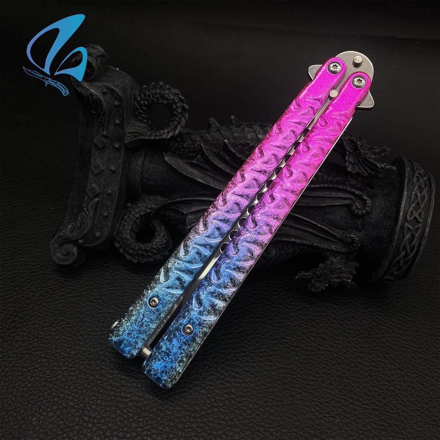 Colorful Ice Cracks Handles Stainless Steel Balisong Trainer