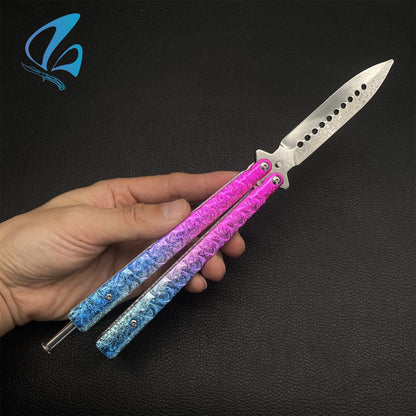 Colorful Ice Cracks Handles Stainless Steel Balisong Trainer