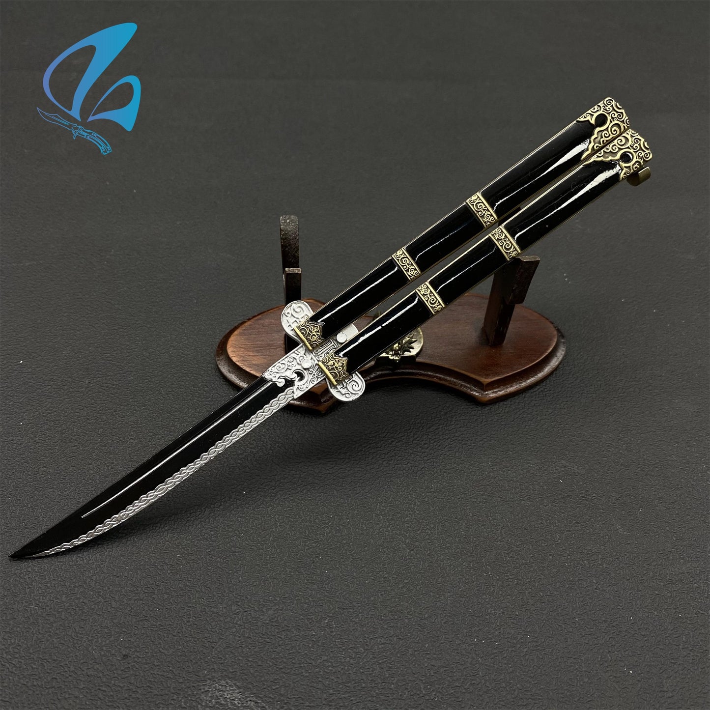 Ancient Sword Butterfly Knife Trainer Sword Balisong Fan Art For Display Only