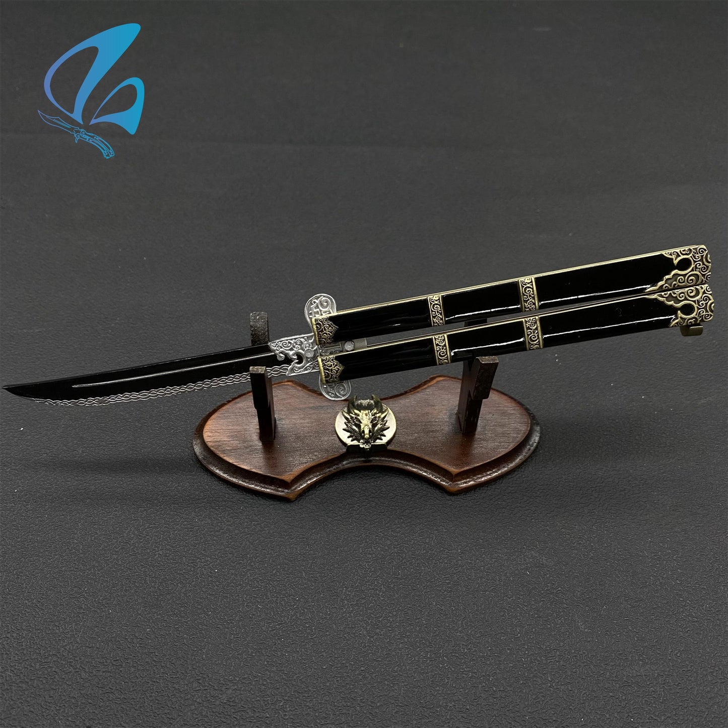 Ancient Sword Butterfly Knife Trainer Sword Balisong Fan Art For Display Only