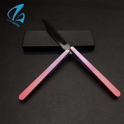 CNC Antiskid Graduated Color Handle Balisong Trainer Butterfly Comb Trainer