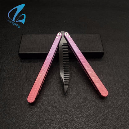 CNC Antiskid Graduated Color Handle Balisong Trainer Butterfly Comb Trainer