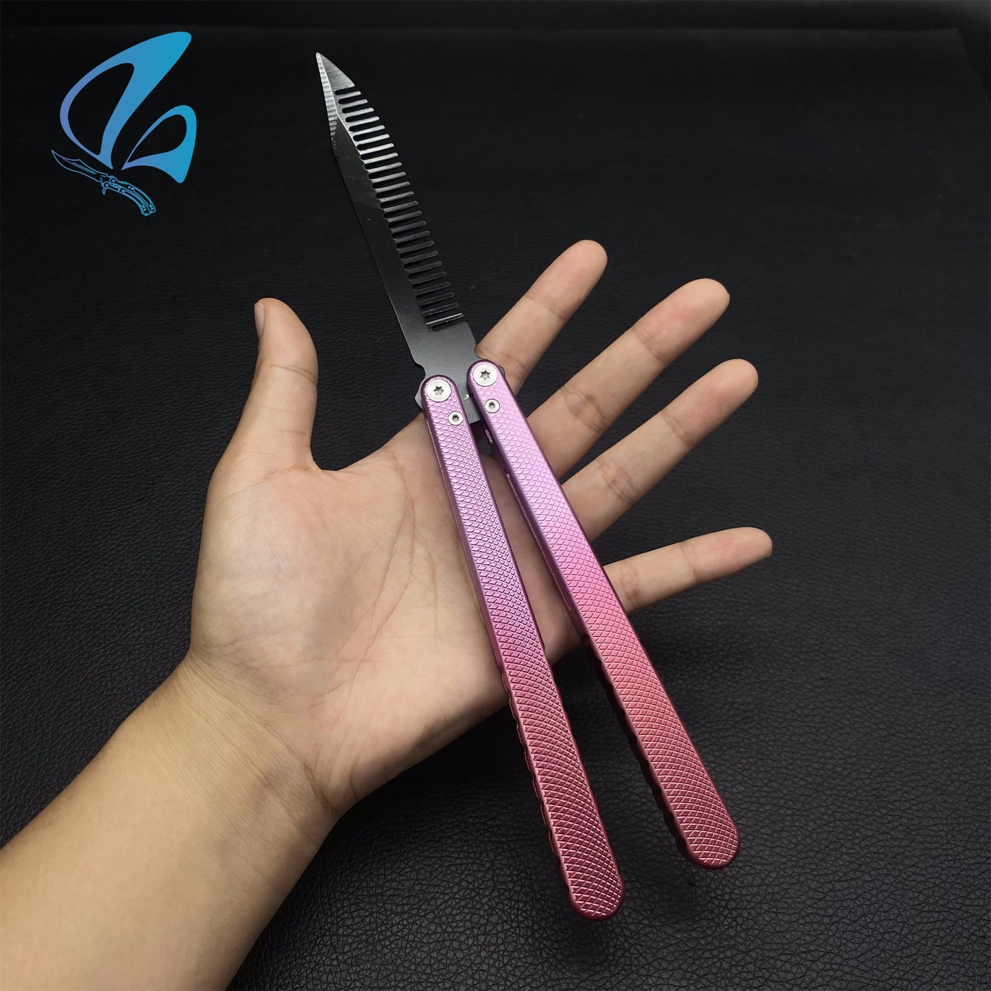 CNC Antiskid Graduated Color Handle Balisong Trainer Butterfly Comb Trainer