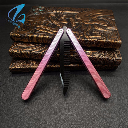 CNC Antiskid Graduated Color Handle Balisong Trainer Butterfly Comb Trainer