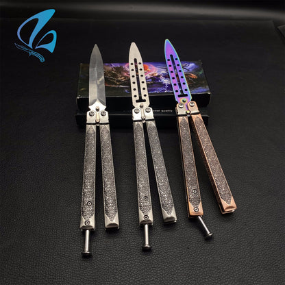 Beautiful Vine Relief Handle Sword Blade Balisong Trainer