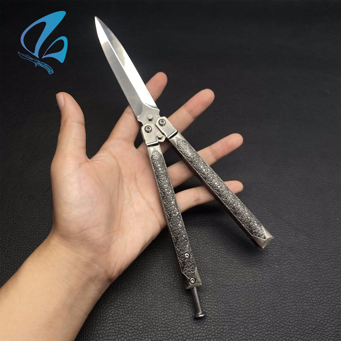 Beautiful Vine Relief Handle Sword Blade Balisong Trainer