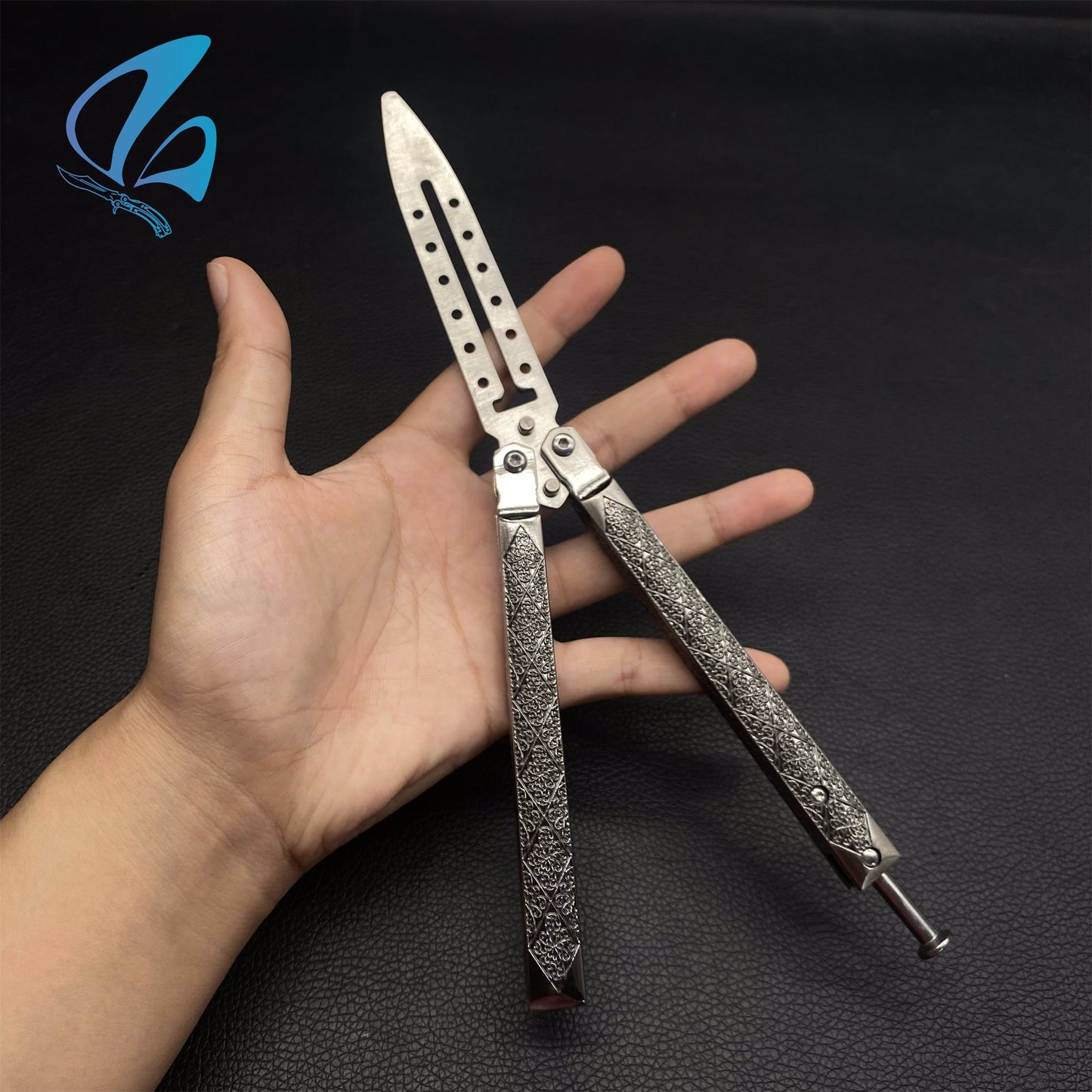 Beautiful Vine Relief Handle Sword Blade Balisong Trainer