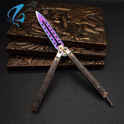 Beautiful Vine Relief Handle Sword Blade Balisong Trainer