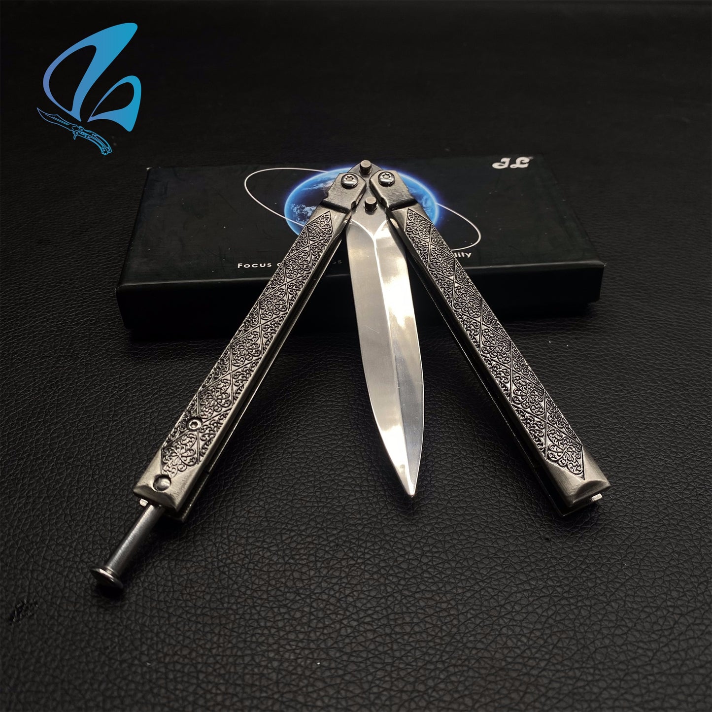 Beautiful Vine Relief Handle Sword Blade Balisong Trainer