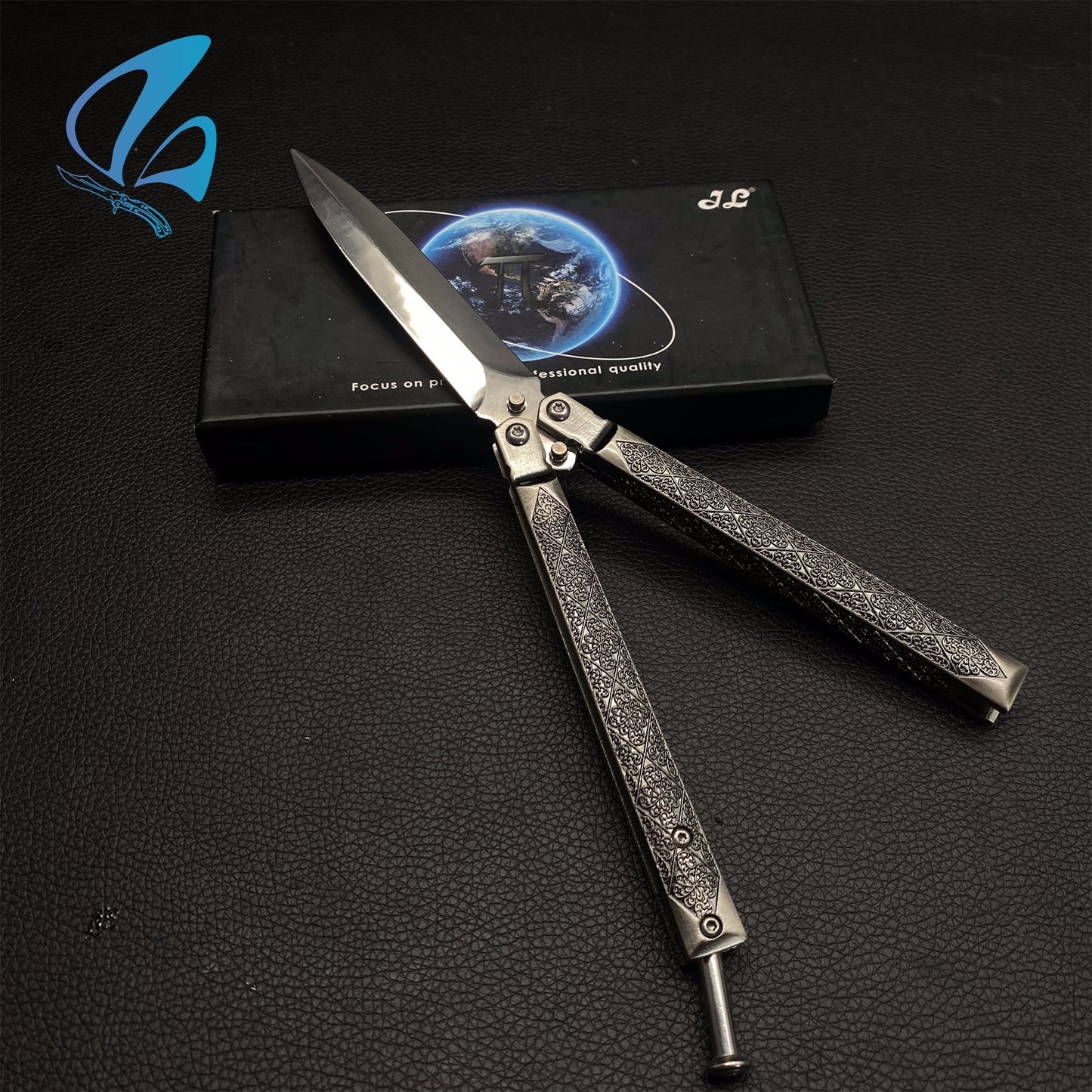 Beautiful Vine Relief Handle Sword Blade Balisong Trainer