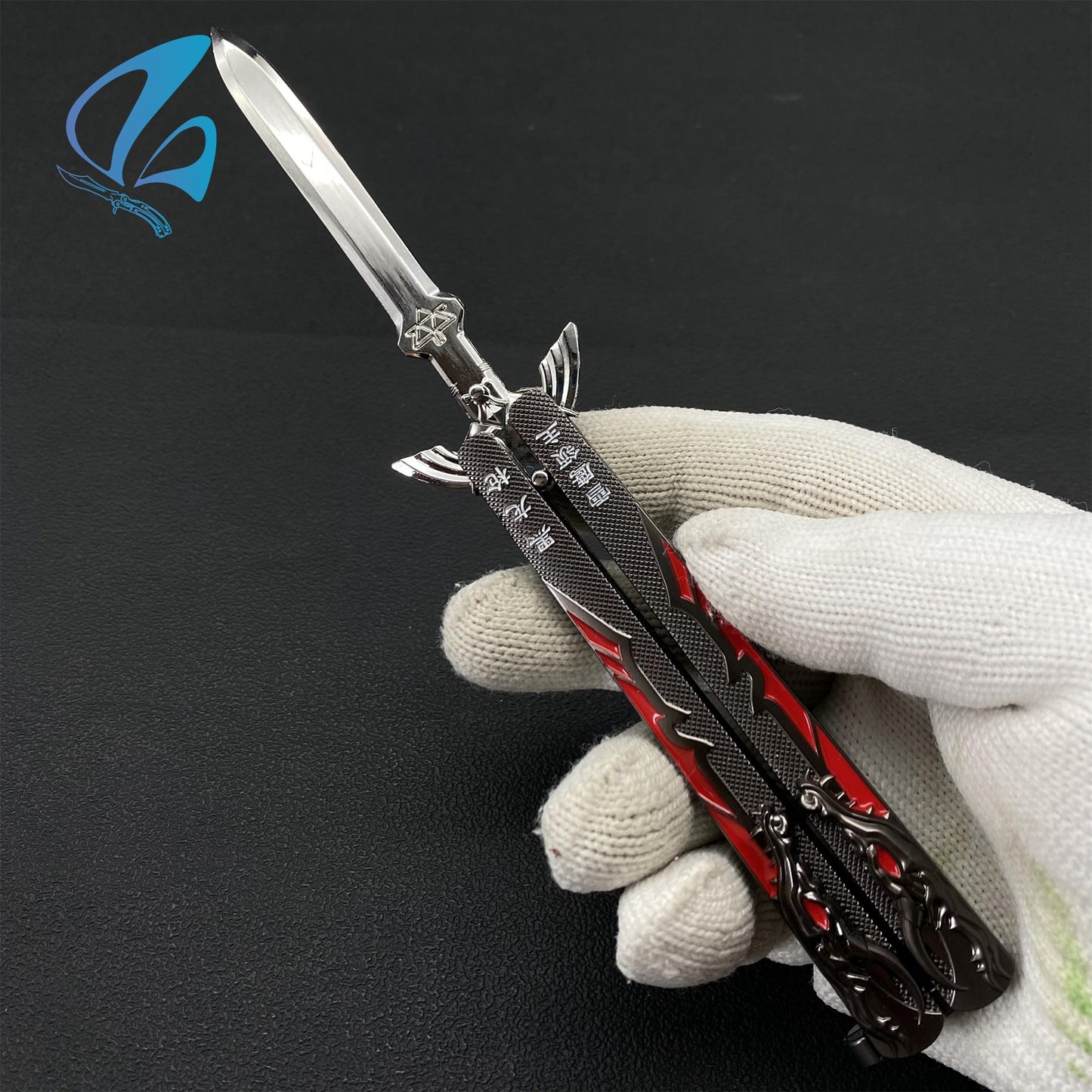 Black Dragon Butterfly Knife Dragon Balisong Fan Art For Display Only