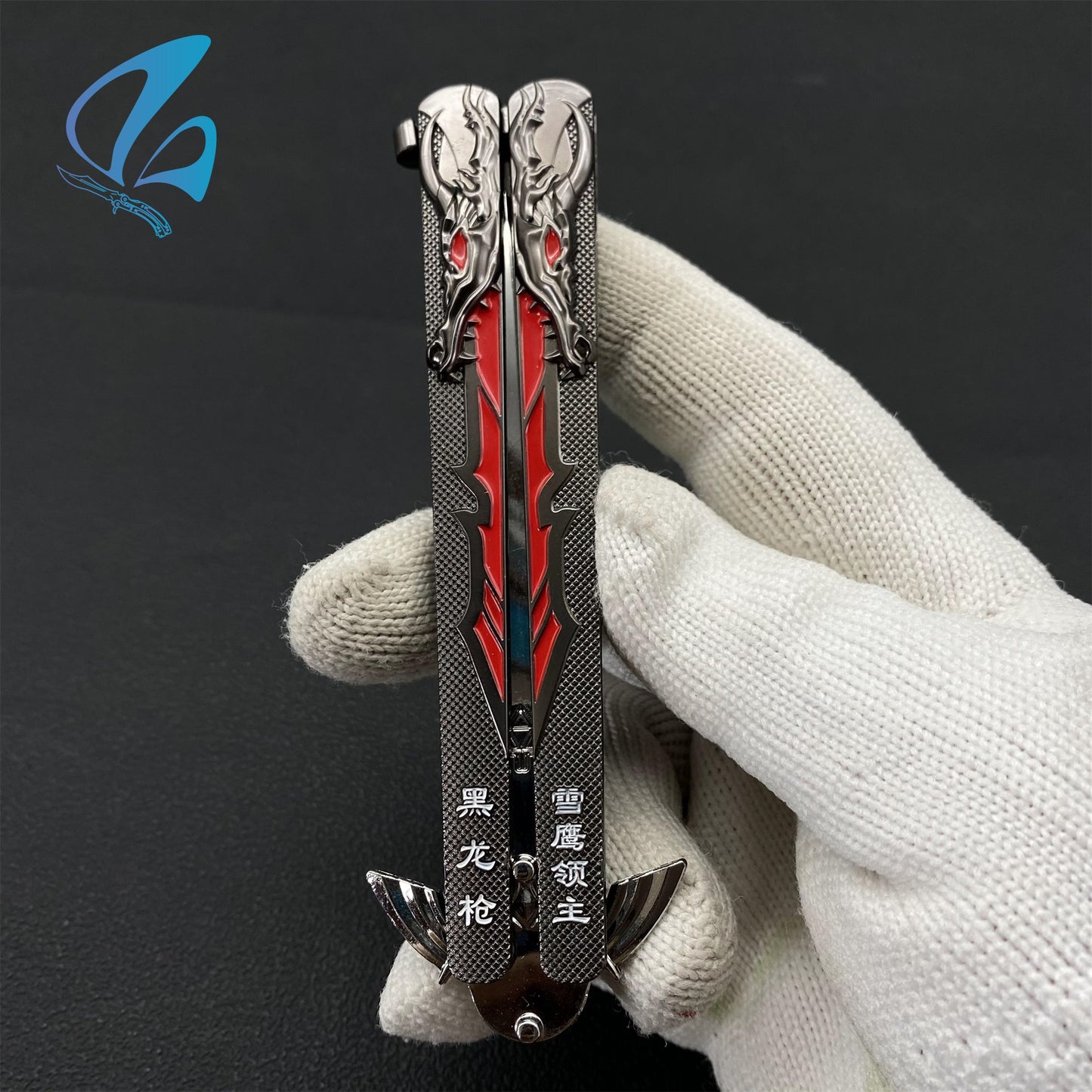 Black Dragon Butterfly Knife Dragon Balisong Fan Art For Display Only