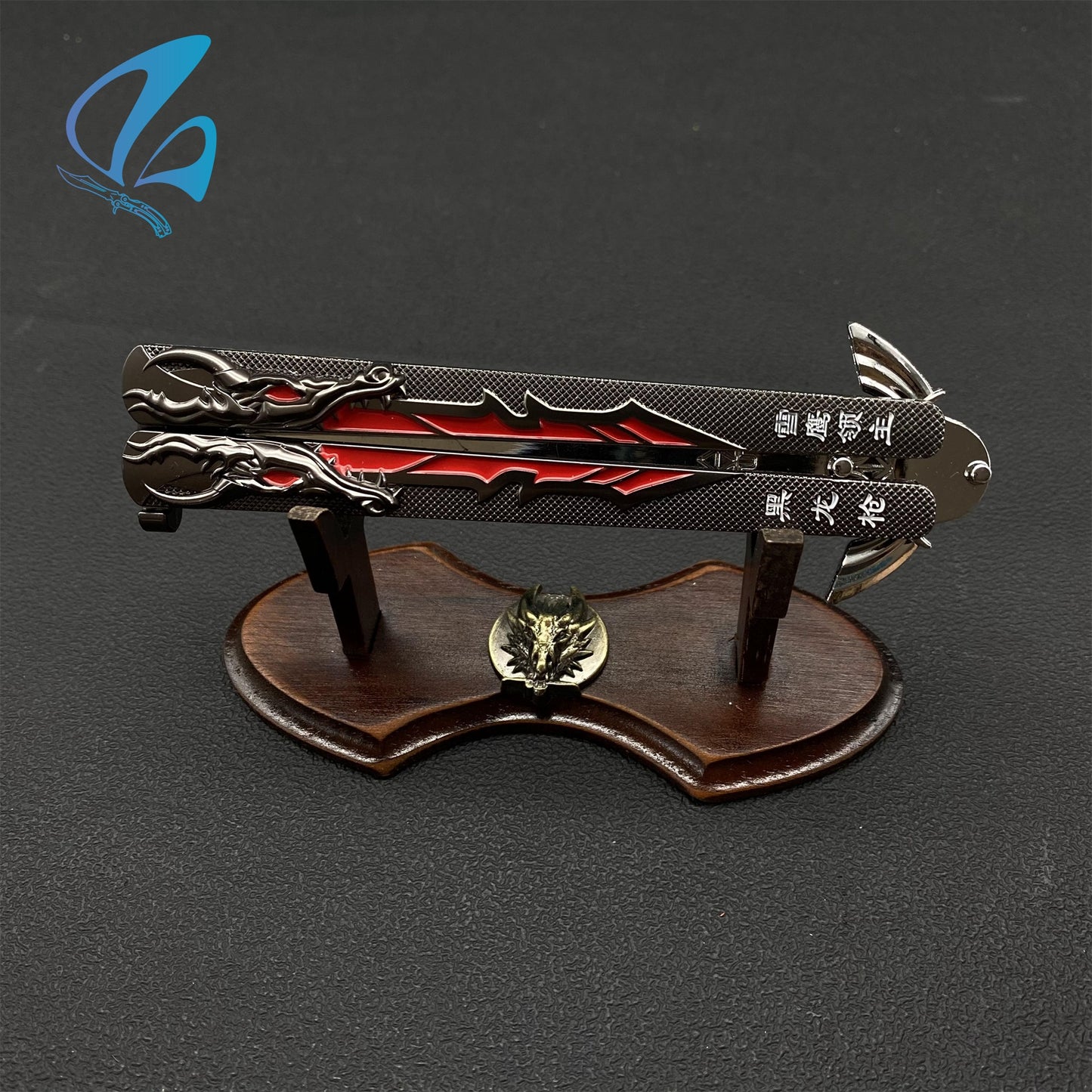 Black Dragon Butterfly Knife Dragon Balisong Fan Art For Display Only