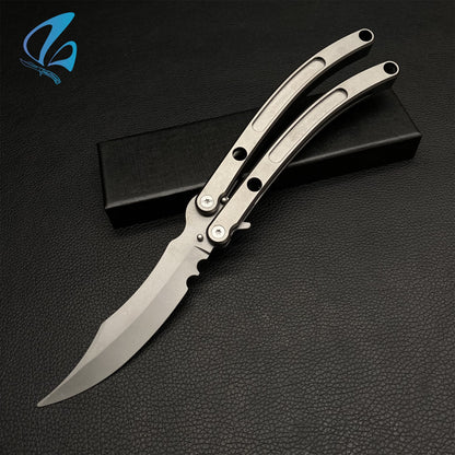 Black Market Butterfly Knife Trainer CNC Aluminium Handle Steel Blade Balisong Trainer