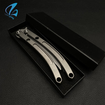 Black Market Butterfly Knife Trainer CNC Aluminium Handle Steel Blade Balisong Trainer