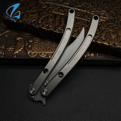 Black Market Butterfly Knife Trainer CNC Aluminium Handle Steel Blade Balisong Trainer