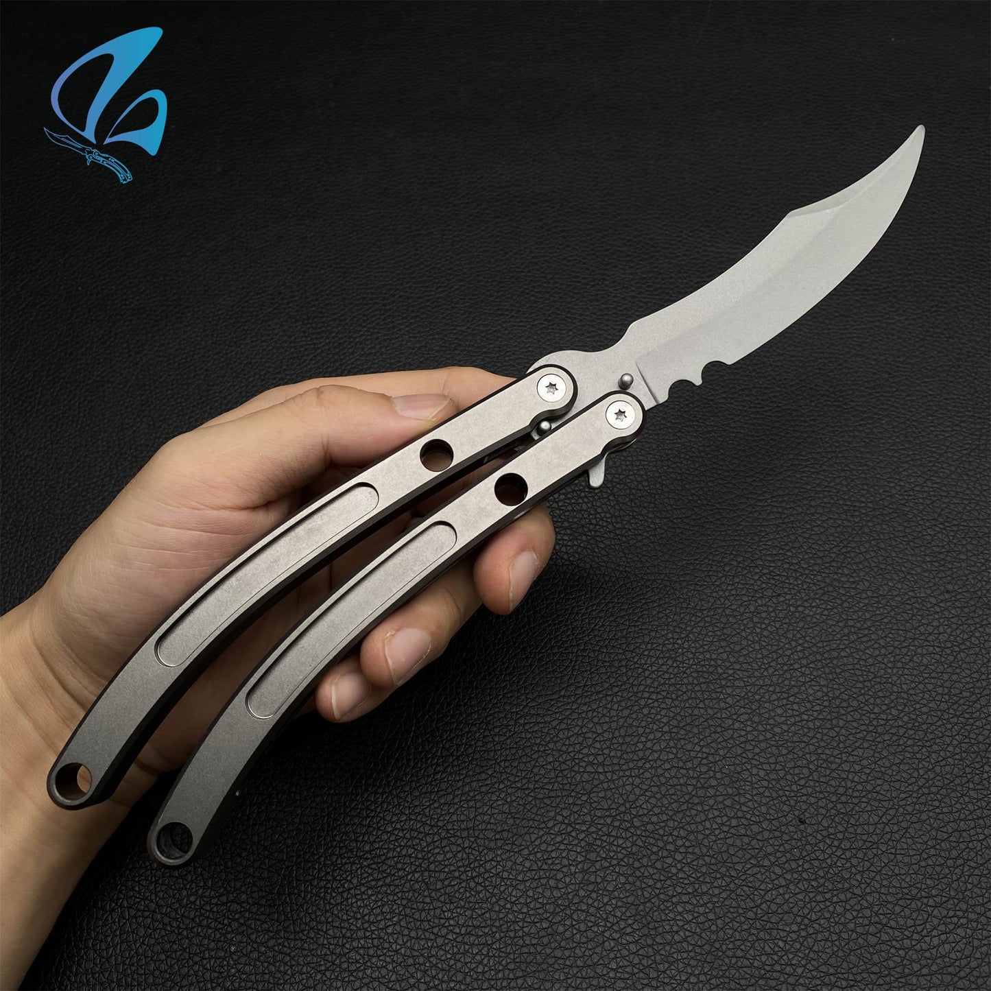 Black Market Butterfly Knife Trainer CNC Aluminium Handle Steel Blade Balisong Trainer