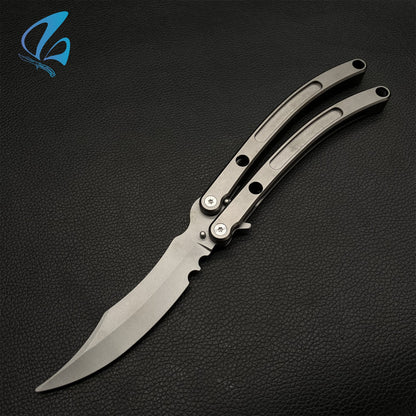 Black Market Butterfly Knife Trainer CNC Aluminium Handle Steel Blade Balisong Trainer