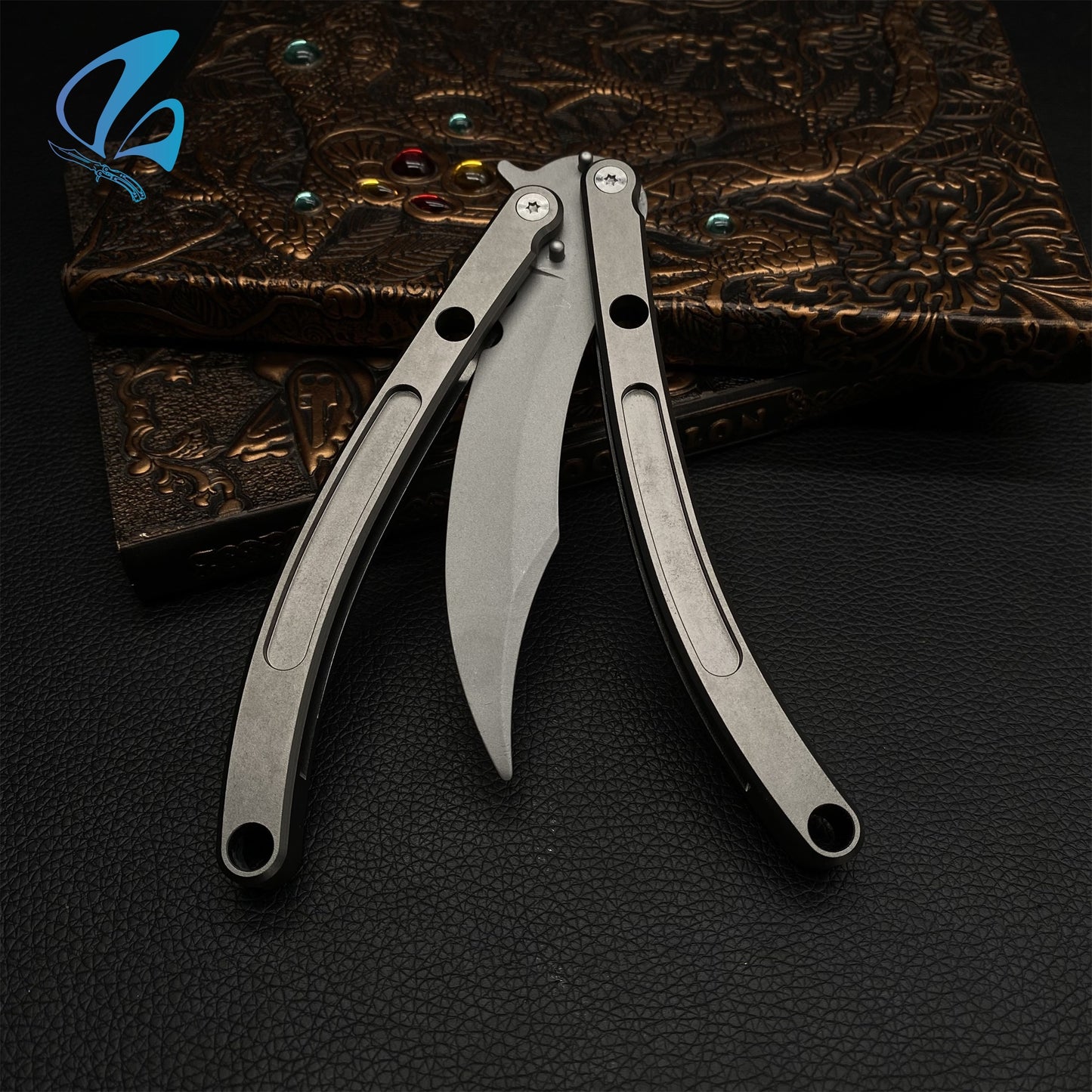 Black Market Butterfly Knife Trainer CNC Aluminium Handle Steel Blade Balisong Trainer