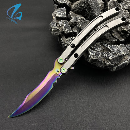 Black Market Butterfly Knife Trainer CNC Aluminium Handle Steel Blade Balisong Trainer