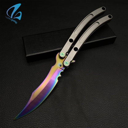 Black Market Butterfly Knife Trainer CNC Aluminium Handle Steel Blade Balisong Trainer