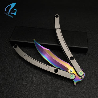 Black Market Butterfly Knife Trainer CNC Aluminium Handle Steel Blade Balisong Trainer