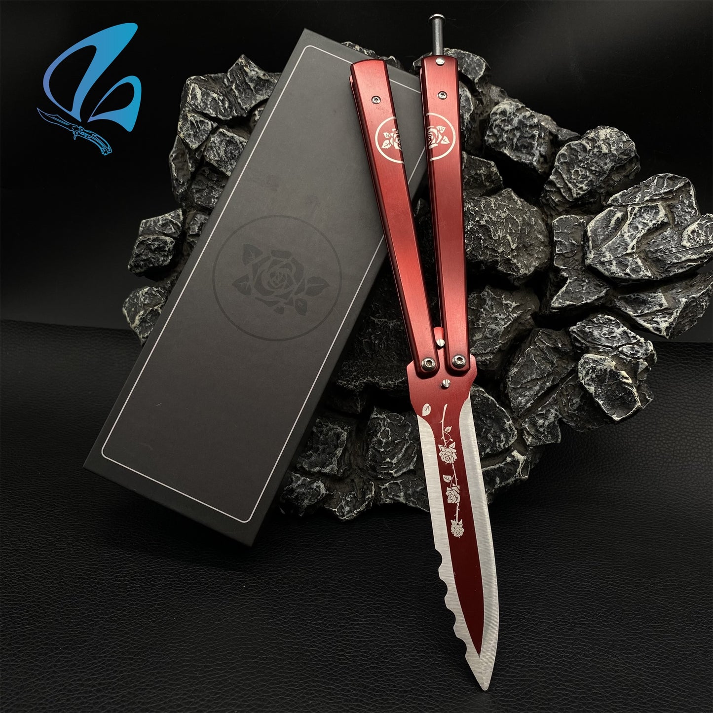 TF2 Black Rose Balisong Butterfly Knife