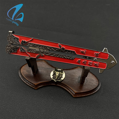 Red Butterfly Sculpture Butterfly Knife Cool Butterfly Relief Balisong Fan Art For Display Only