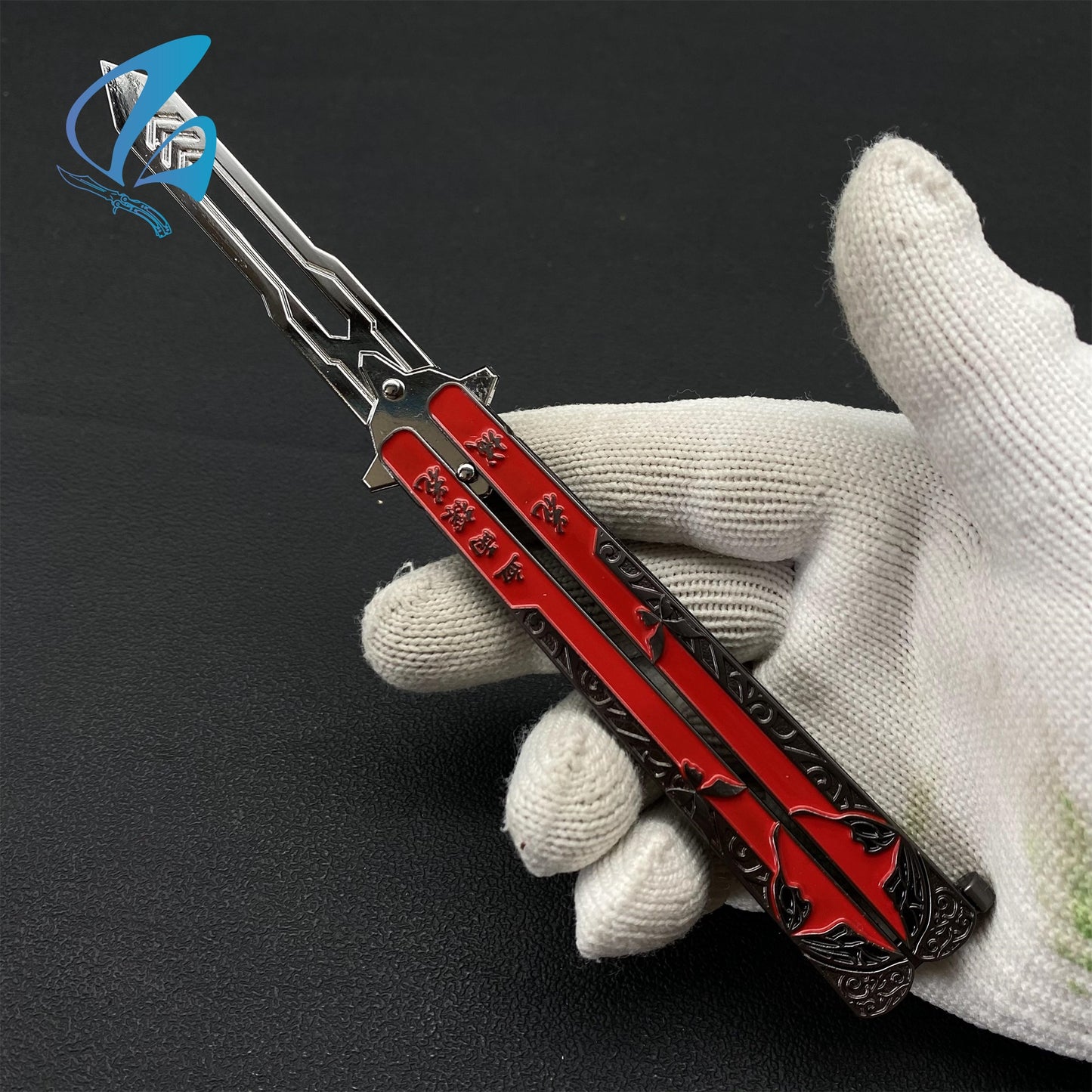 Red Butterfly Sculpture Butterfly Knife Cool Butterfly Relief Balisong Fan Art For Display Only