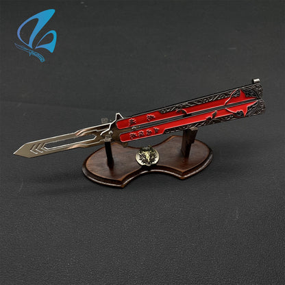 Red Butterfly Sculpture Butterfly Knife Cool Butterfly Relief Balisong Fan Art For Display Only