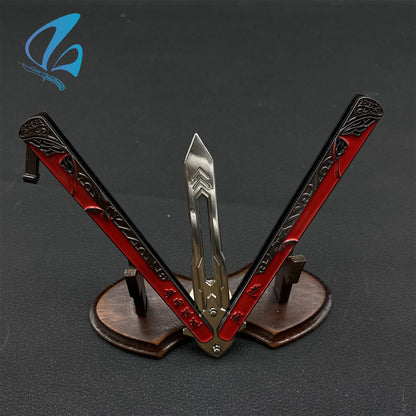 Red Butterfly Sculpture Butterfly Knife Cool Butterfly Relief Balisong Fan Art For Display Only