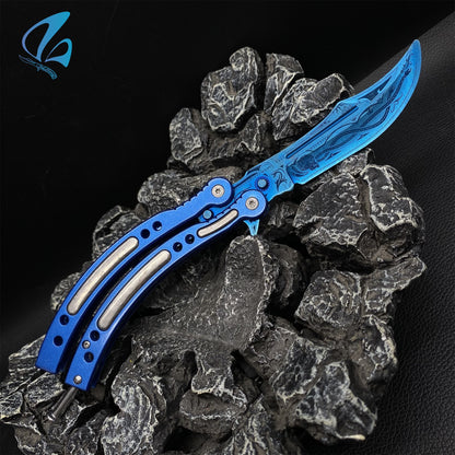 CSGO Cartel Blue Handle Butterfly Knife Trainer Cartel Blue Handle Skin Balisong Trainer