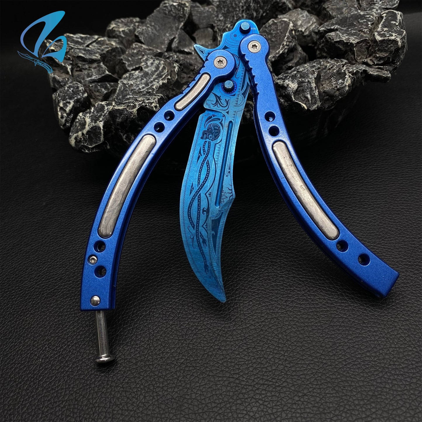 CSGO Cartel Blue Handle Butterfly Knife Trainer Cartel Blue Handle Skin Balisong Trainer