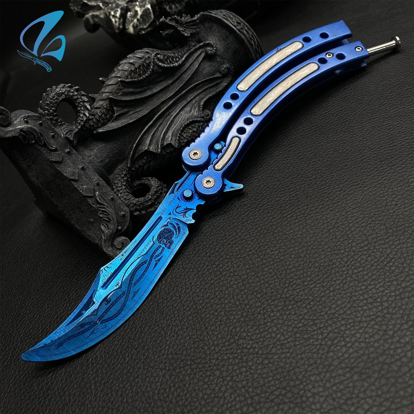 CSGO Cartel Blue Handle Butterfly Knife Trainer Cartel Blue Handle Skin Balisong Trainer