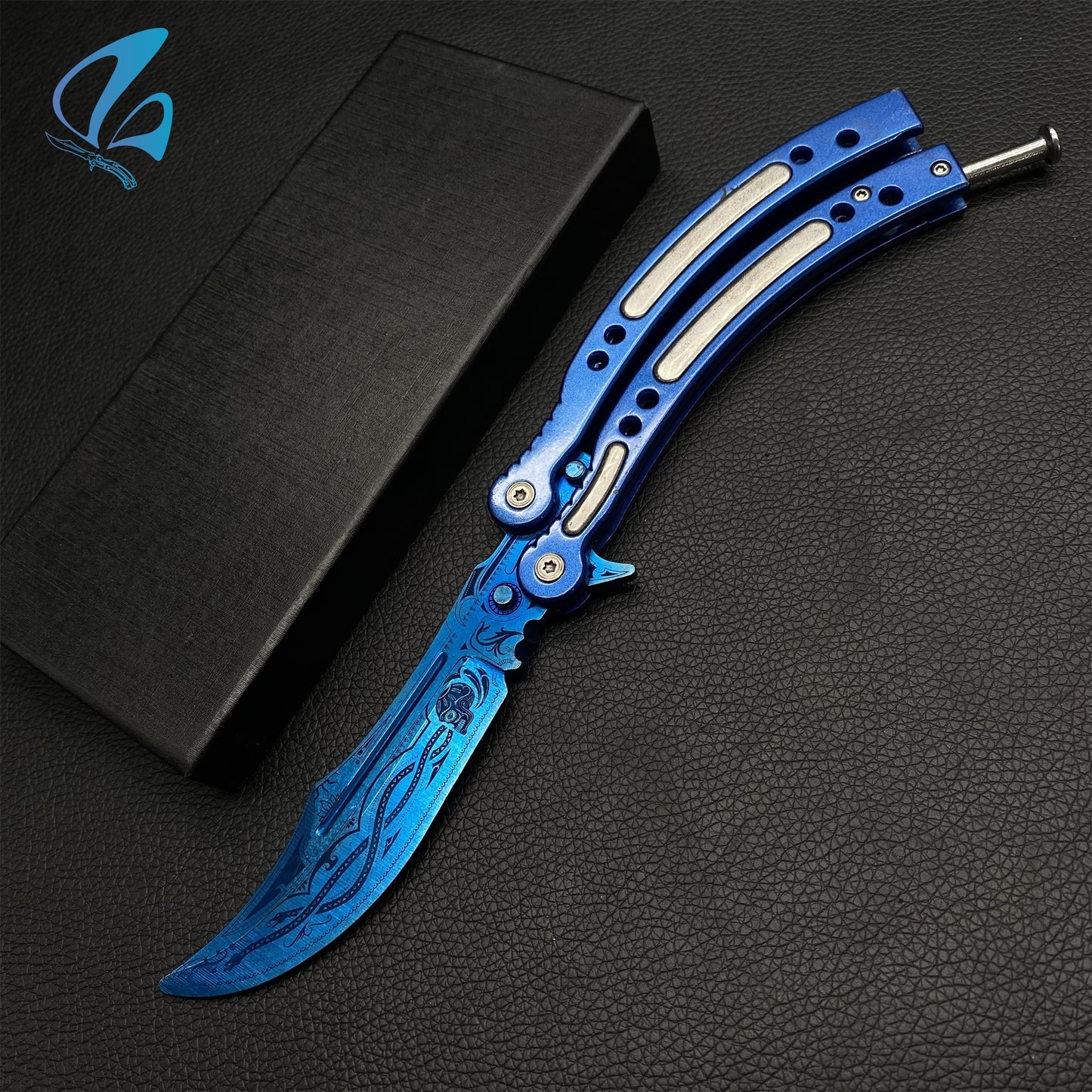 CSGO Cartel Blue Handle Butterfly Knife Trainer Cartel Blue Handle Skin Balisong Trainer