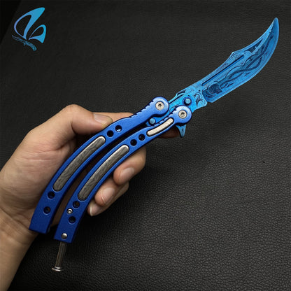 CSGO Cartel Blue Handle Butterfly Knife Trainer Cartel Blue Handle Skin Balisong Trainer