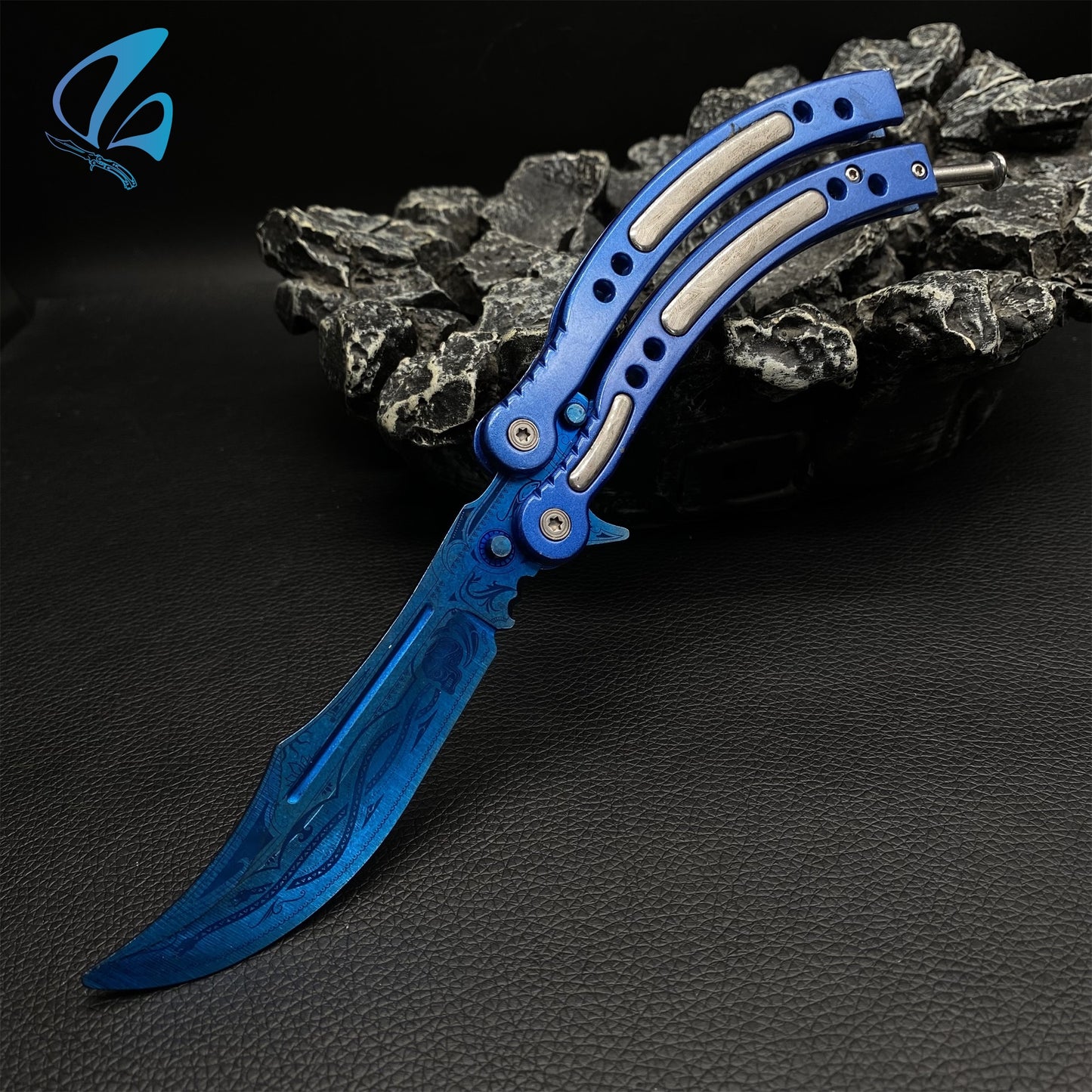 CSGO Cartel Blue Handle Butterfly Knife Trainer Cartel Blue Handle Skin Balisong Trainer