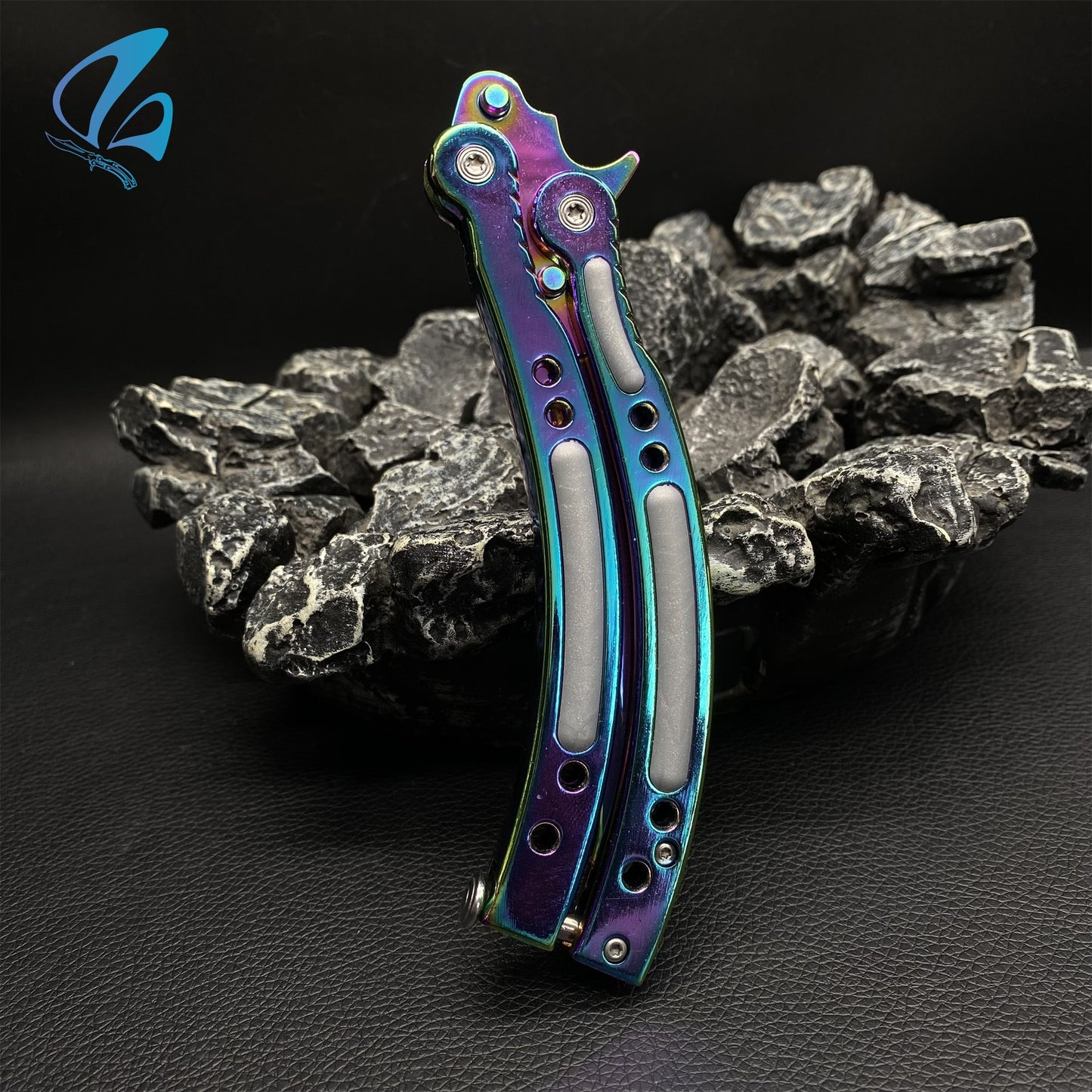 CSGO Colorful Titanium Butterfly Knife Trainer Colorful Titanium Skin Balisong Trainer