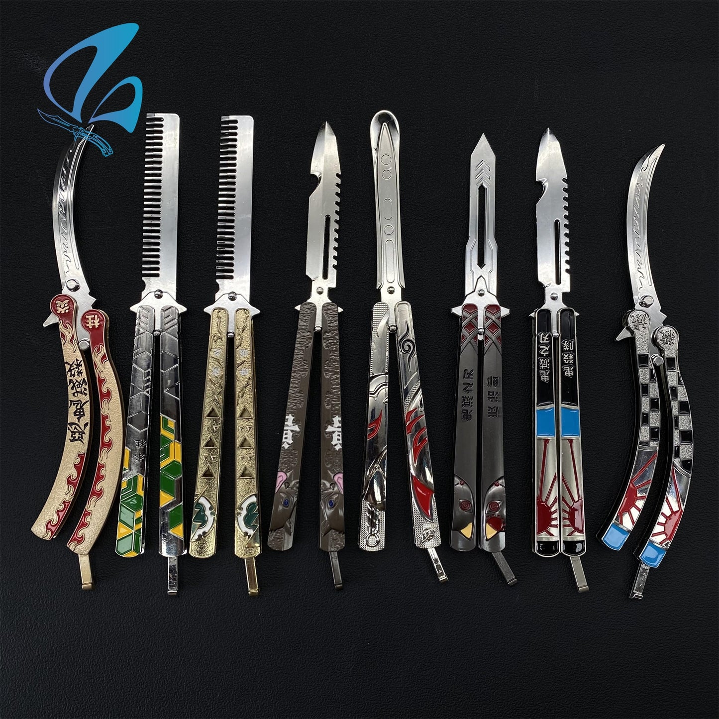 Demon Killer Butterfly Knife Anime Balisong Fan Art For Display Only