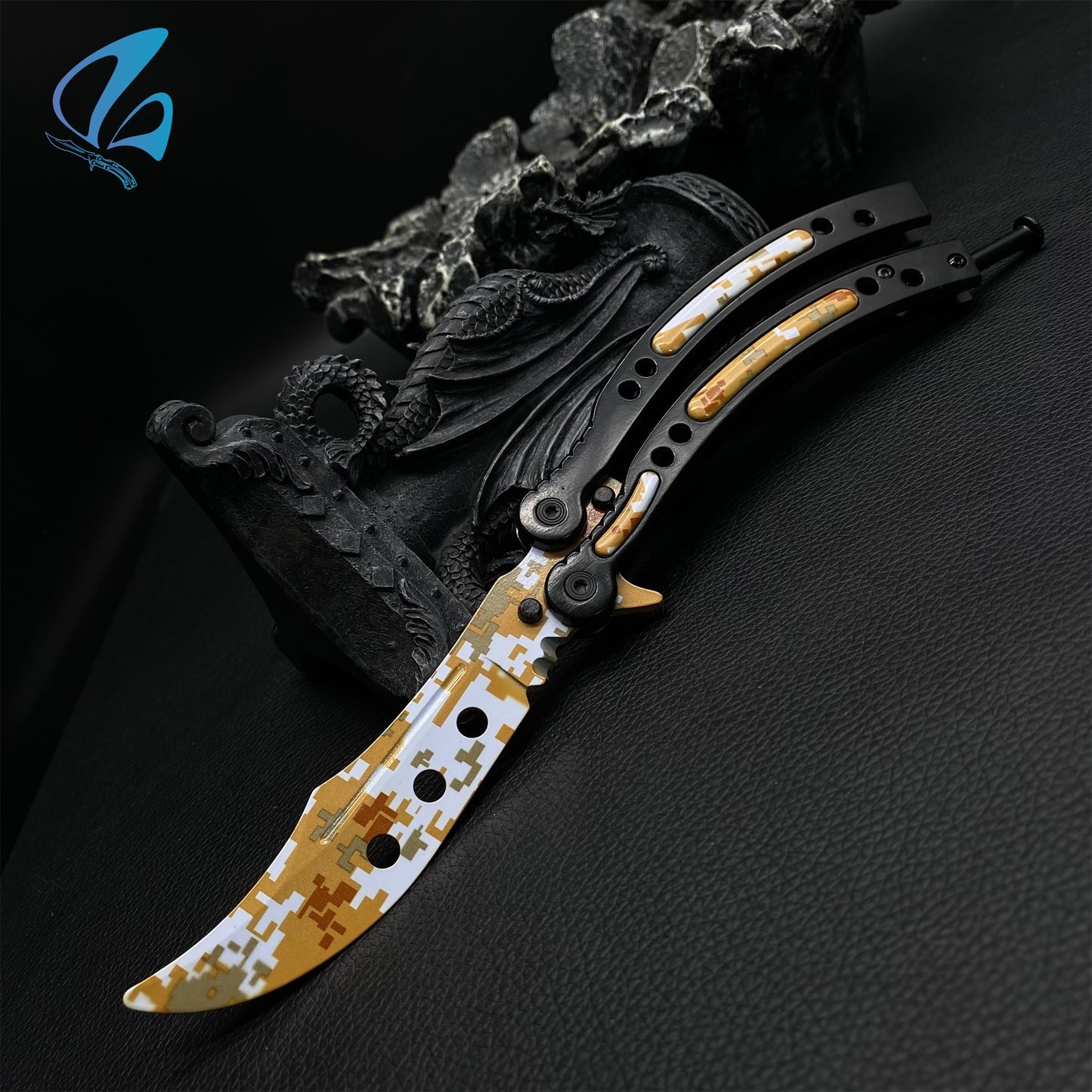 CSGO Desert Camo Butterfly Knife Trainer Desert Camo Skin Balisong Trainer