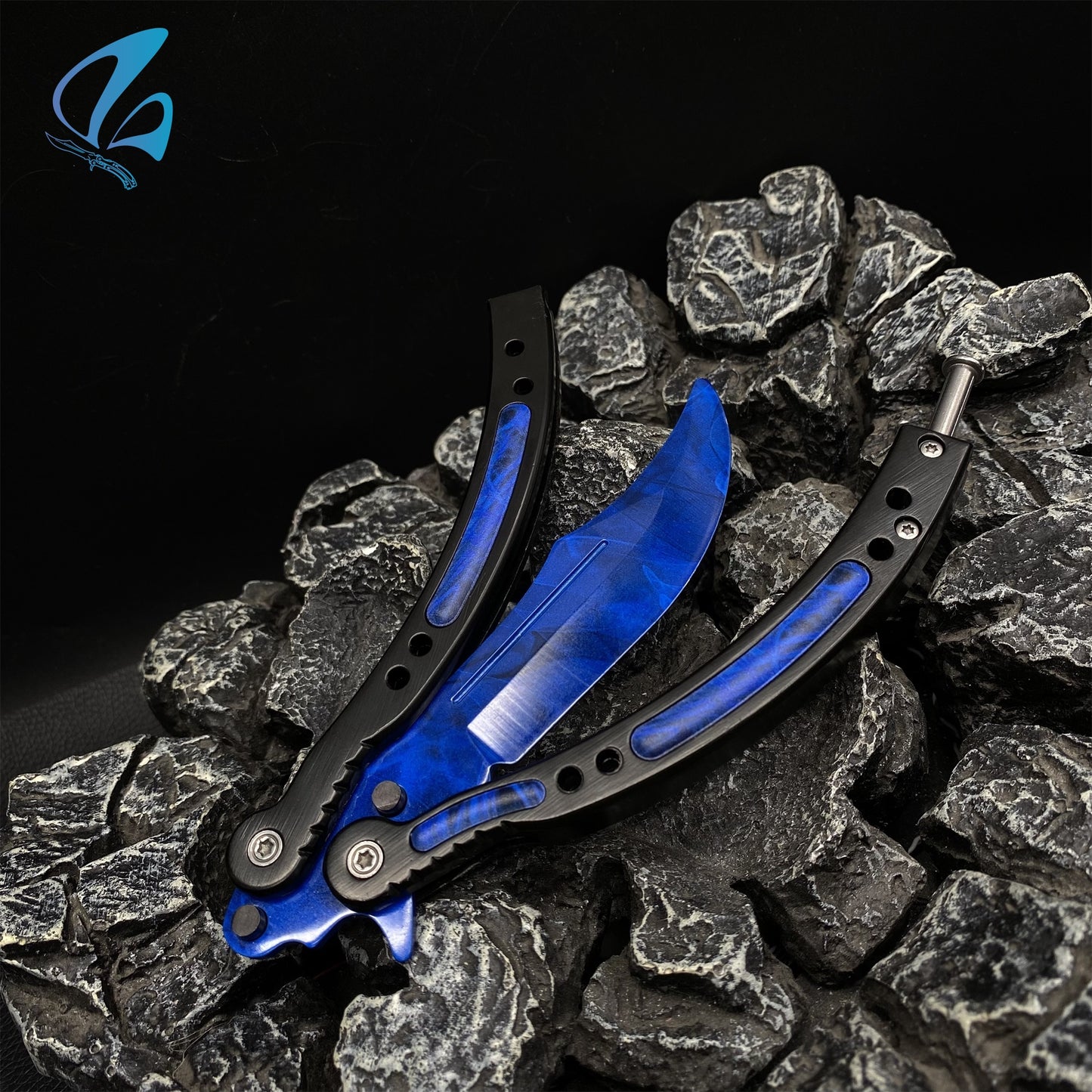 CSGO Doppler Sapphire Butterfly Knife Trainer Doppler Sapphire Skin Balisong Trainer