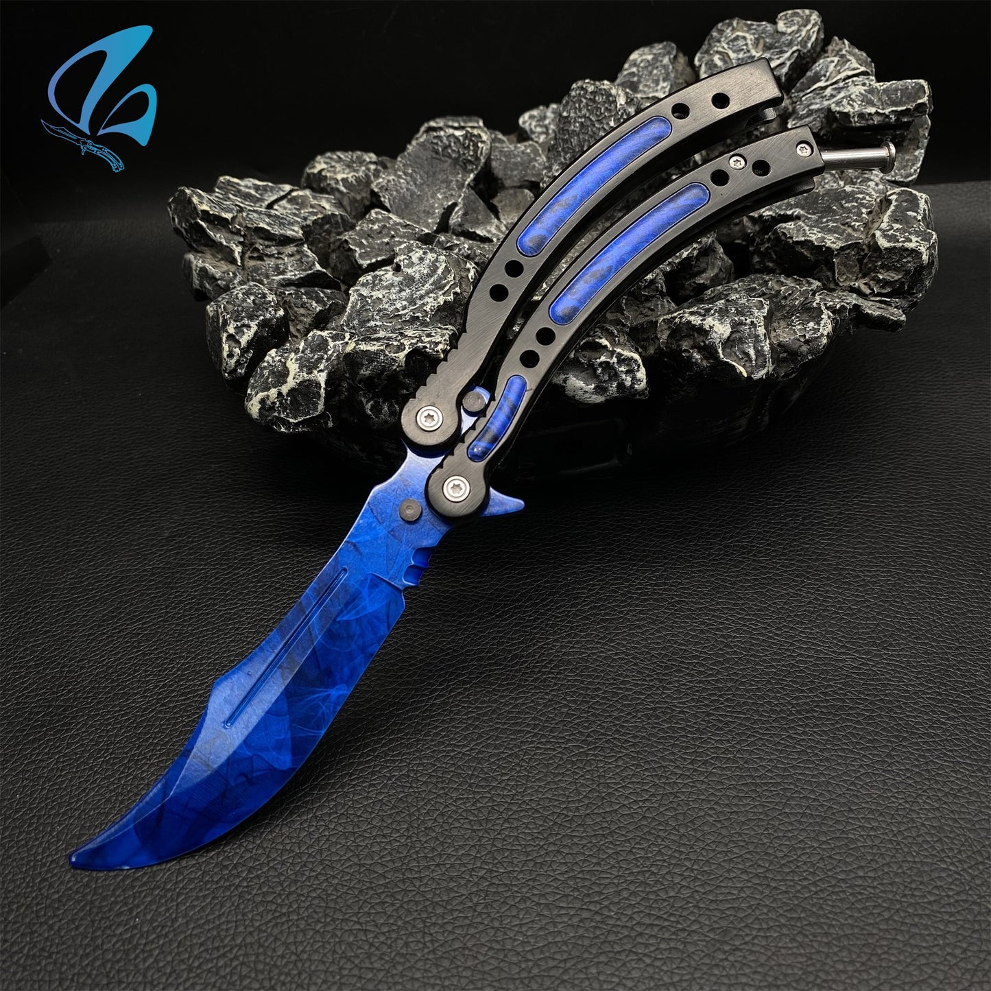 CSGO Doppler Sapphire Butterfly Knife Trainer Doppler Sapphire Skin Balisong Trainer