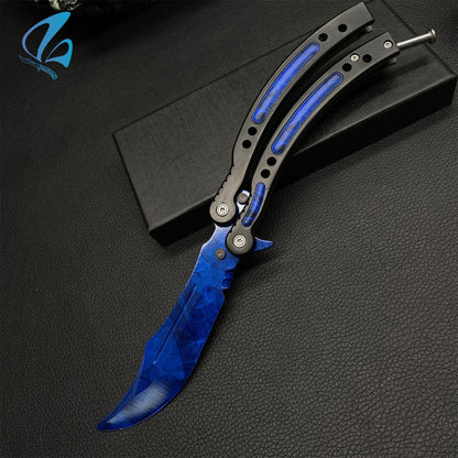 CSGO Doppler Sapphire Butterfly Knife Trainer Doppler Sapphire Skin Balisong Trainer