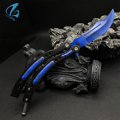 CSGO Doppler Sapphire Butterfly Knife Trainer Doppler Sapphire Skin Balisong Trainer