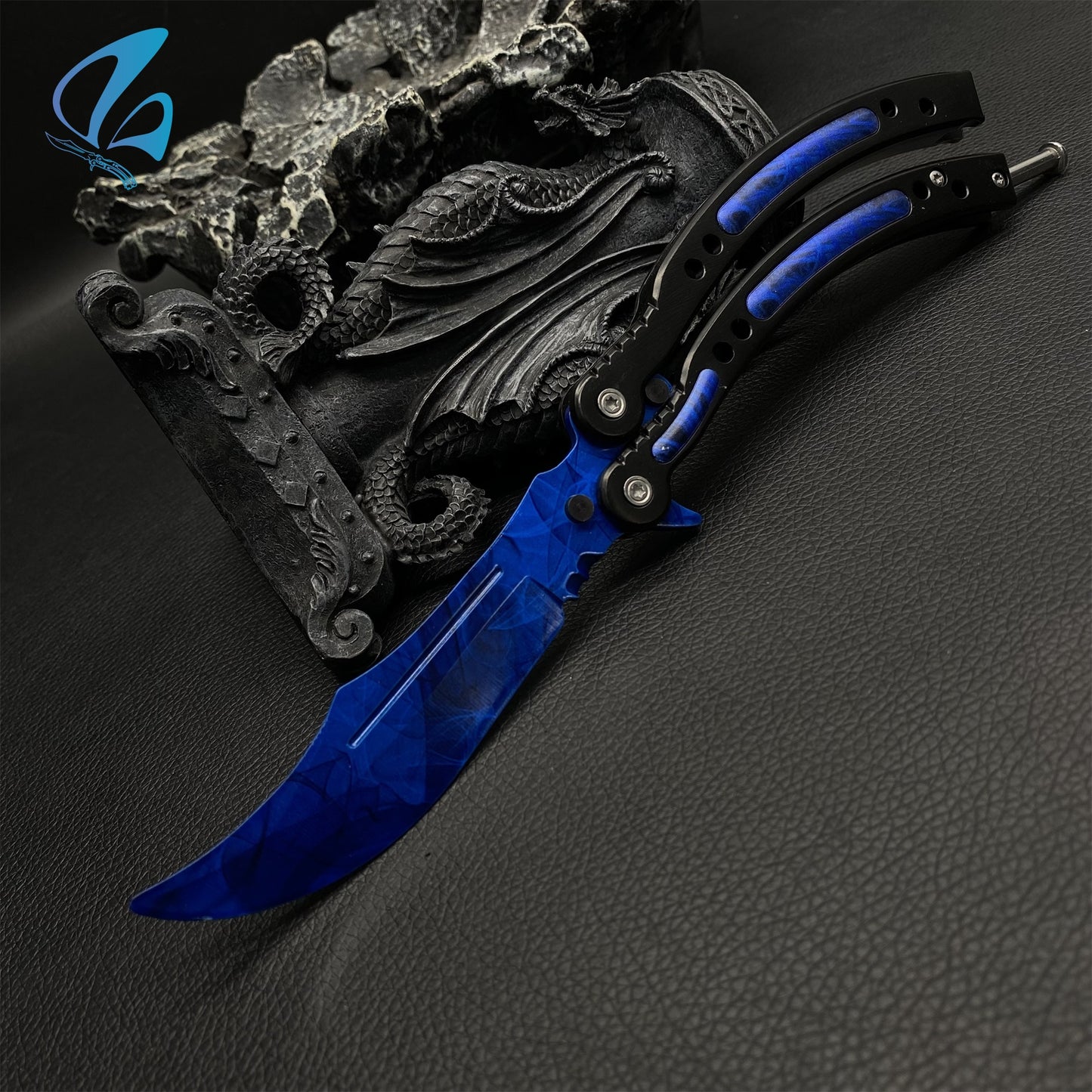 CSGO Doppler Sapphire Butterfly Knife Trainer Doppler Sapphire Skin Balisong Trainer