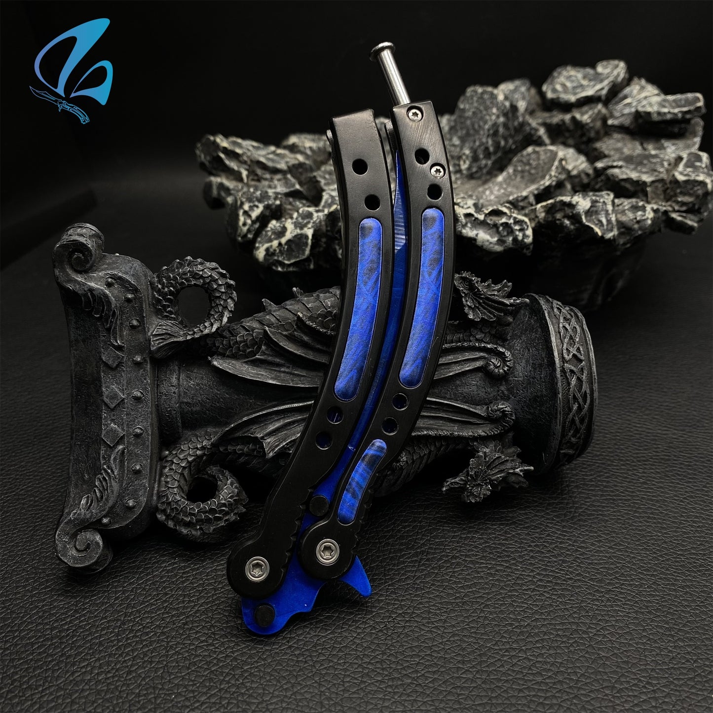 CSGO Doppler Sapphire Butterfly Knife Trainer Doppler Sapphire Skin Balisong Trainer